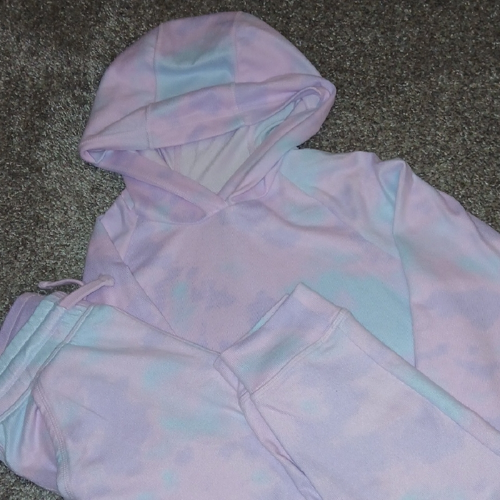 Pastel Tie-Dye Hoodie and Jogger Set Size M (10-12)